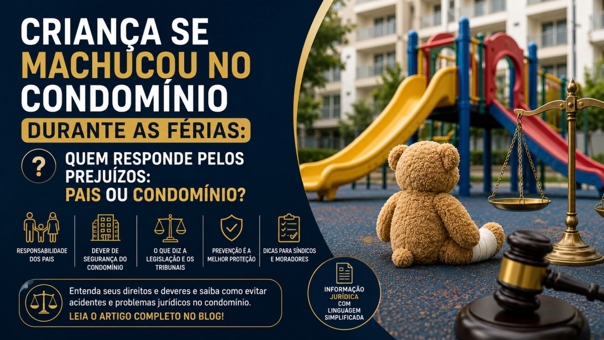 Criança se machucou no condomínio durante as férias: quem responde pelos prejuízos? Pais ou condomínio?